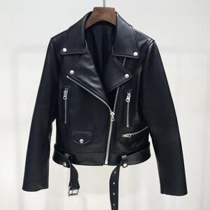 SCRJFS Rui Jie Fu Shi Faux Leather Moto Jacket Medium Girls